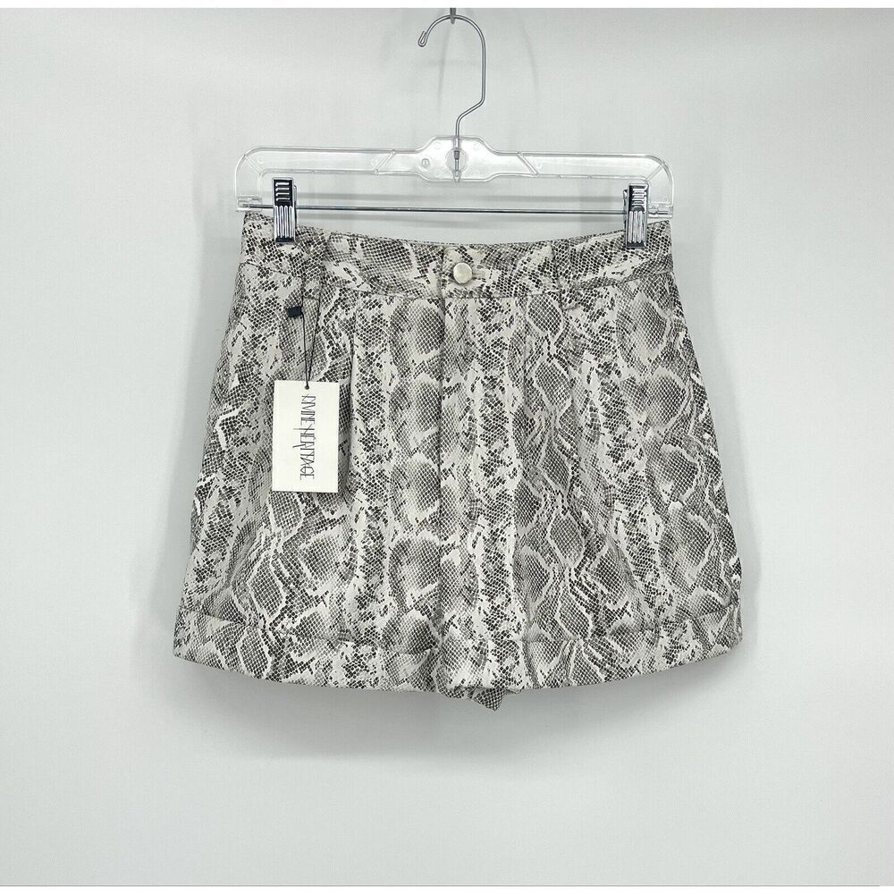 NWT Divine Heritage REVOLVE Shorts Gray Snake Vegan Leather Pleat Cuff Size S